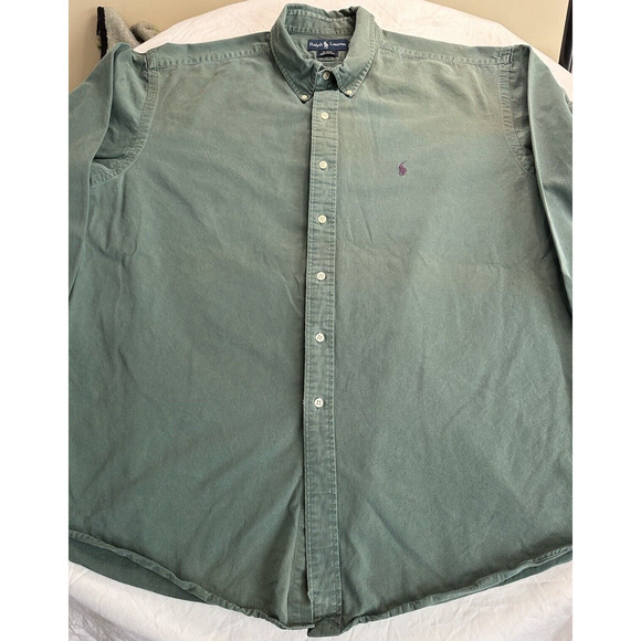Ralph Lauren Men's Button Up Shirt, Blake XXLarge Green Check Navy Pony Preppy - Picture 2 of 10